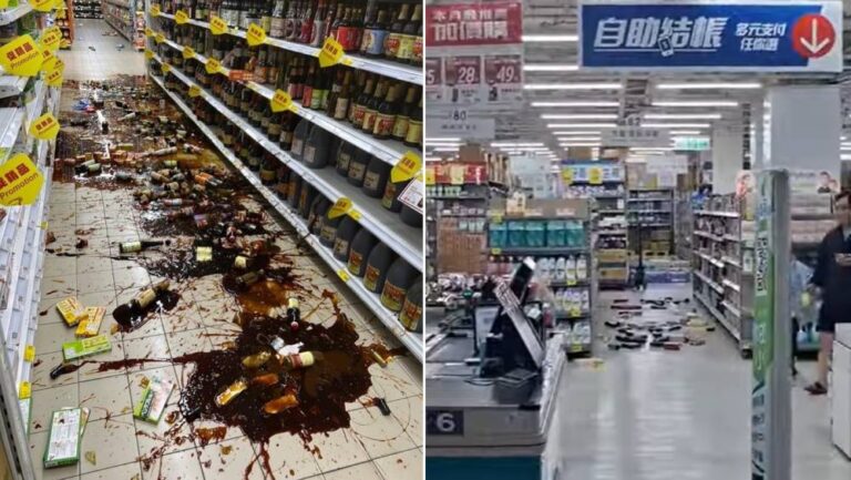 台東6.1級強震｜超市貨架「骨牌式」倒塌 店員顧客驚慌逃命