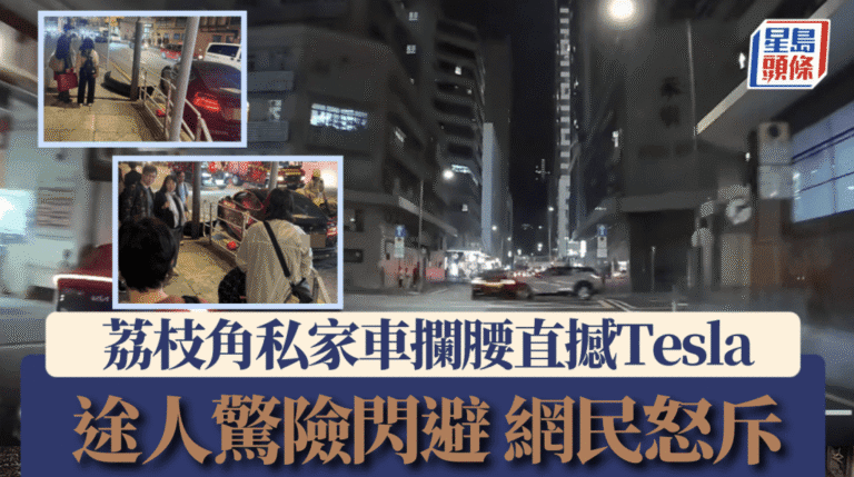 【車CAM直擊】荔枝角Tesla遭攔腰猛撞 失控打白鴿轉 男童玻璃濺眼送院