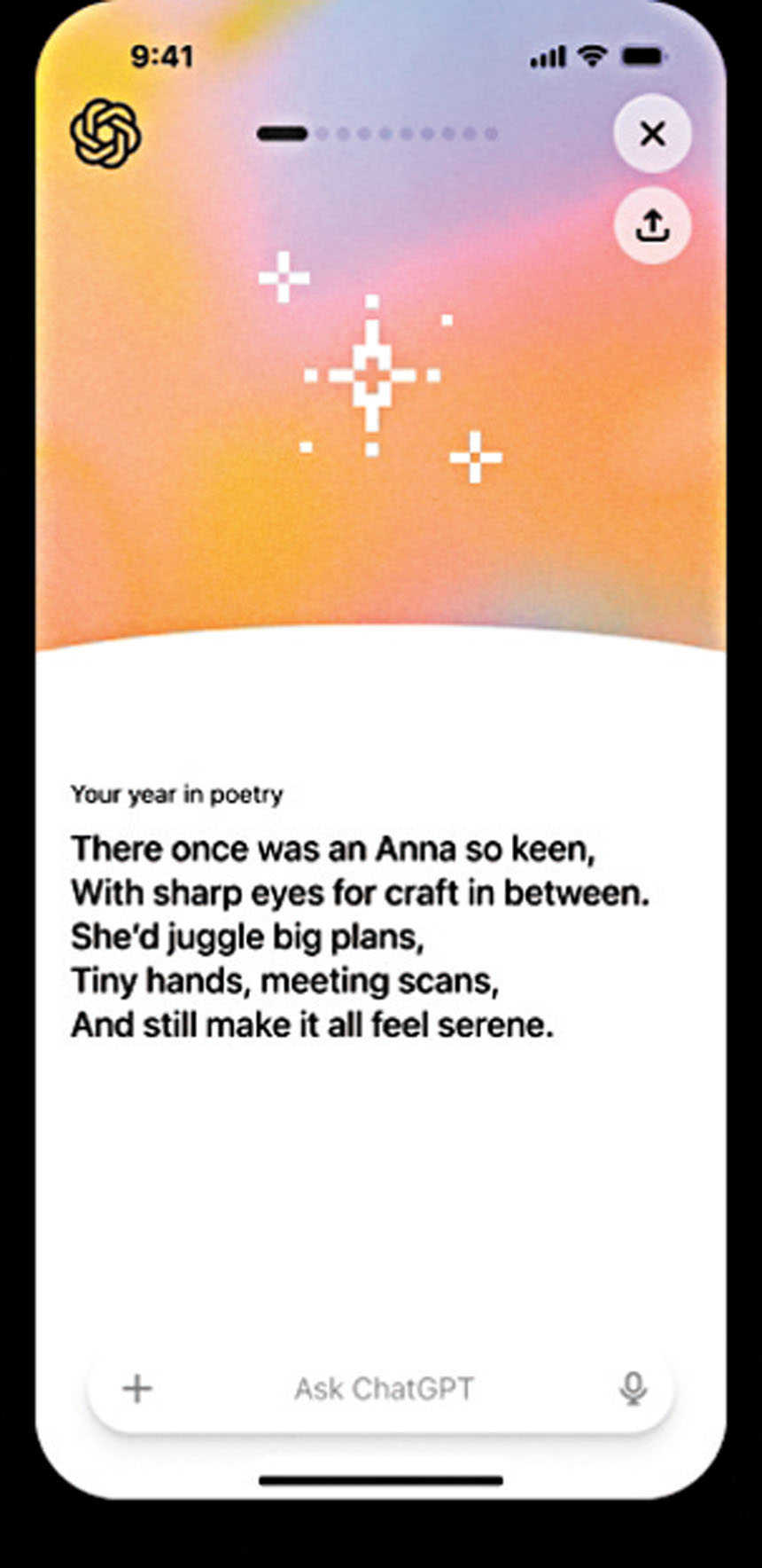 ChatGPT的年度回顧為用戶作詩。OpenAI