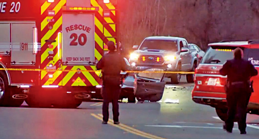 圖為Northgate大道與Del Pask大道路口車禍現場。KCRA電視截圖