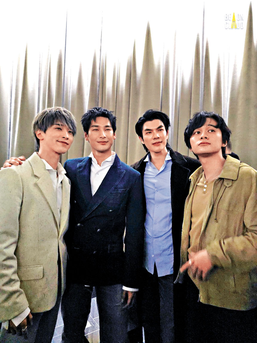 Mile（右二）、Apo（左二）與橫濱流星（左一）及北村匠海（右一）合照。