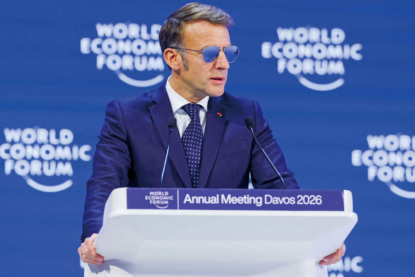 馬克龍在達沃斯論壇批評美國企圖削弱和控制歐洲。路透社