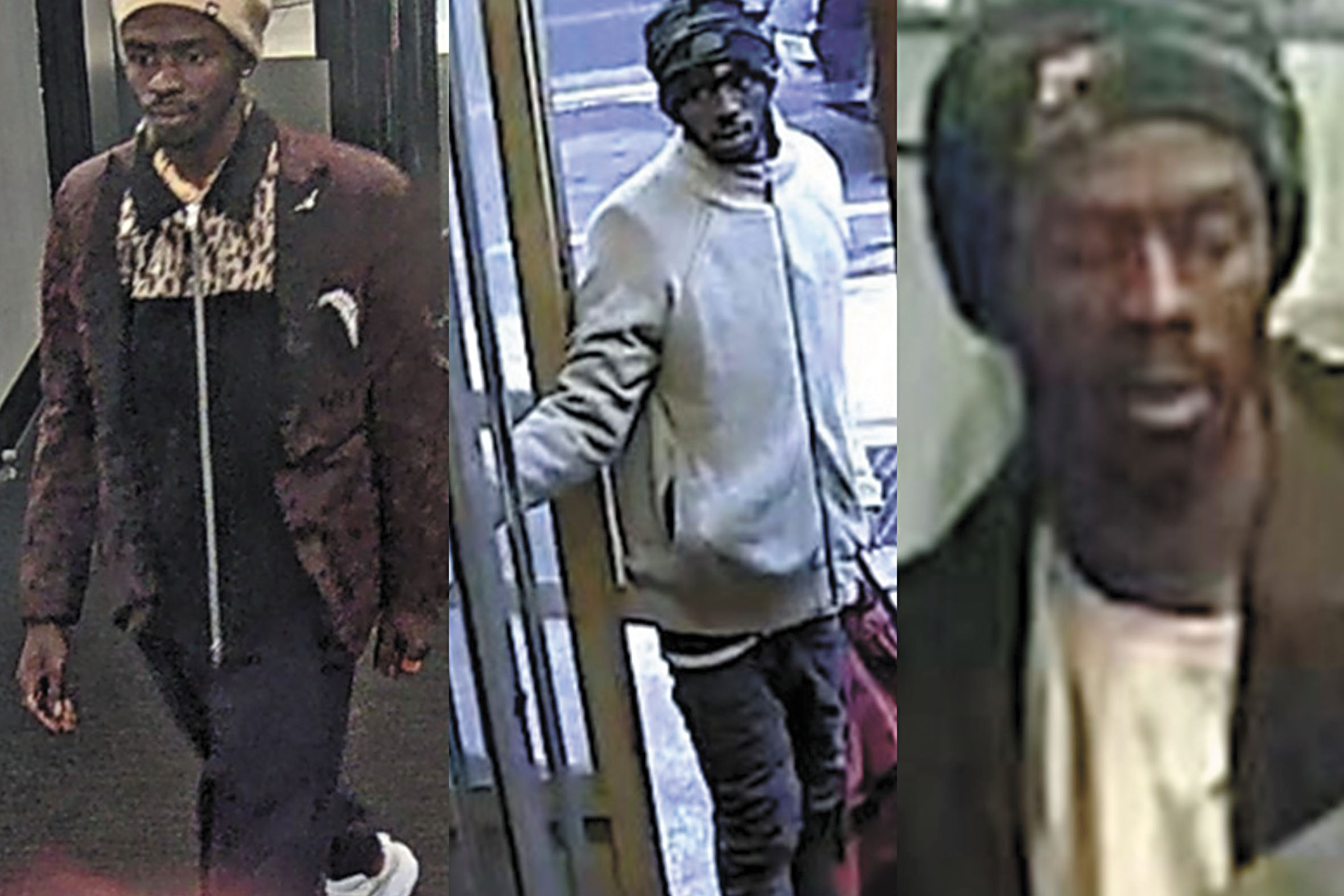 圖為涉案男嫌在3起案件中被捕捉到的畫面。 NYPD