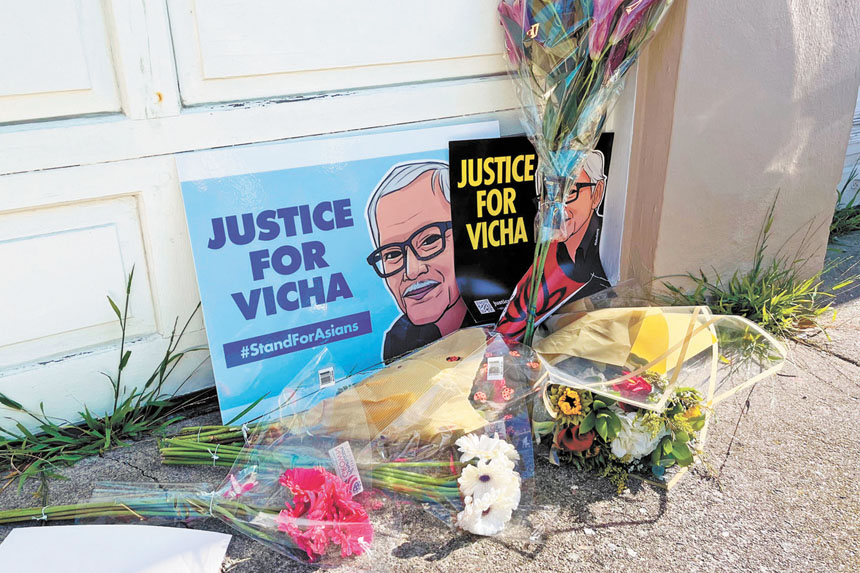 民眾在遇害地點附近送上鮮花和畫像。美聯社資料圖