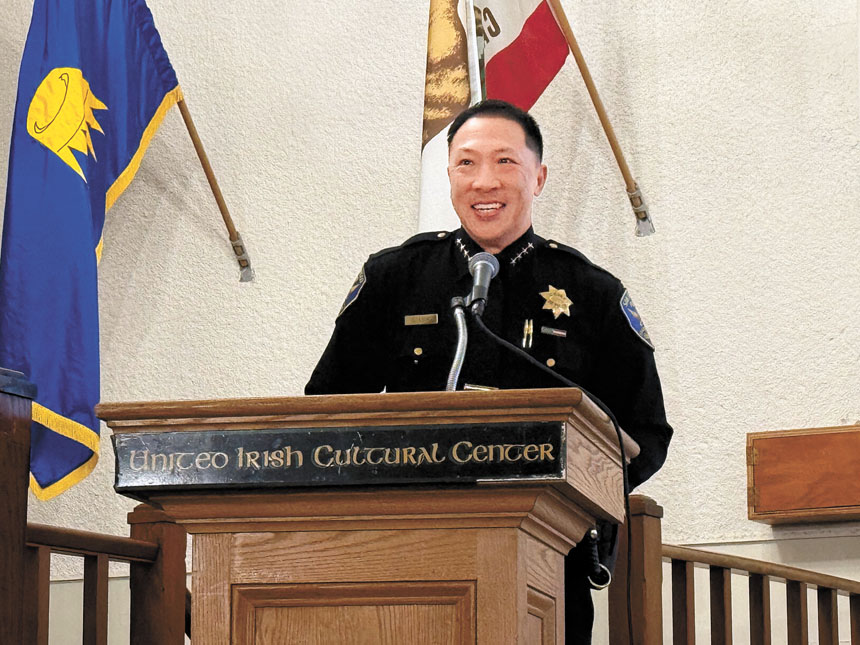 劉力一在晚宴上談及公共安全與社區合作的重要性。 記者陳程威攝