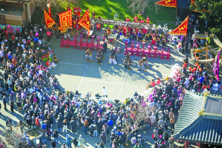 慶祝世界龍獅日 鑼鼓聲震花園角