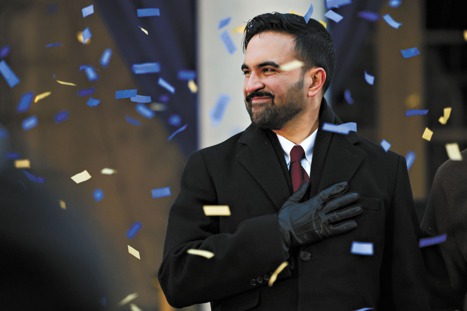 紐約市長馬姆達尼在就職典禮上發表講話。美聯社