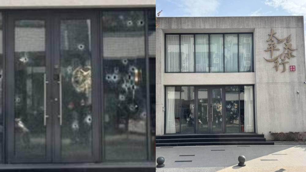 台中驚傳槍擊！17歲少年酒後糾紛　持改造長槍狂轟茶行大門20多槍