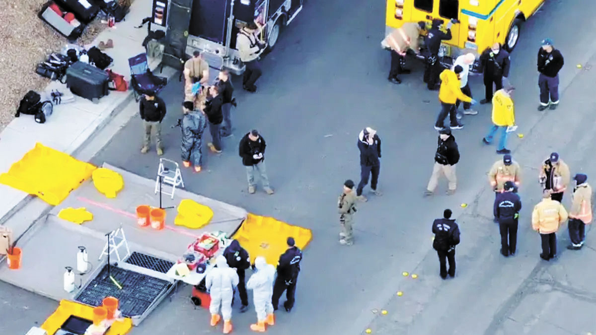 拉斯維加斯大都會警方表示，超過1000件含有「潛在生物和危險物質」的樣品主要在一個上鎖的車庫中被發現。 電視截圖