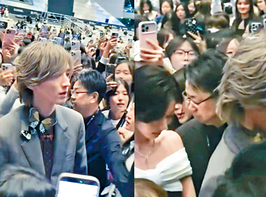 ■道枝駿佑離開時被fans蜂擁上前,他看到拍檔安齊星來被人潮嚇哭後,即叫影迷讓路。